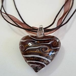 MURANO STYLE HEART PENDANT